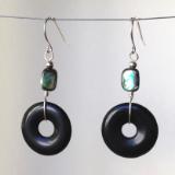 Onyx and Abalone Earrings