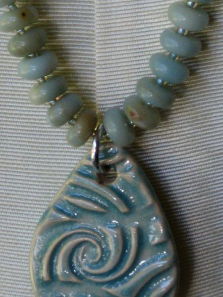 Amazonite Necklace with Ceramic Pendant