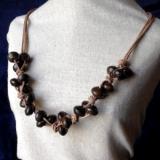 Knotted Bronzite and Leather Necklace