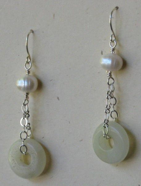 Chained Serpentine and Pearl Earrings