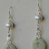 Chained Serpentine and Pearl Earrings