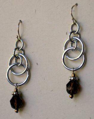 Aluminum Chainmaille and Glass Earrings