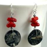 Shell and Red Coral Earrings 