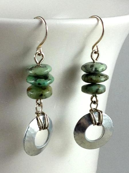 Steel Washer and African Turquoise Earrings