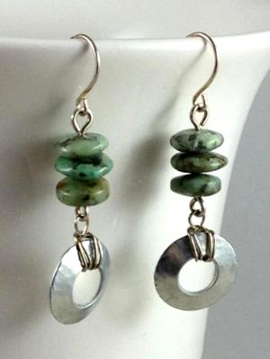 Steel Washer and African Turquoise Earrings