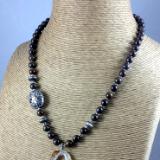 Bronzite Necklace with Druzy Pendant