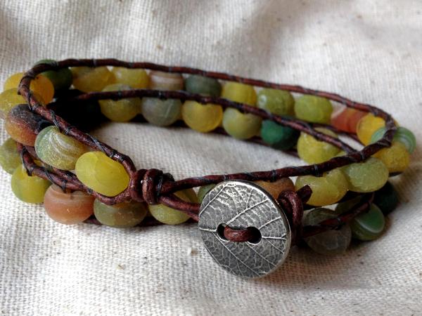 Mixed Greens Cracked Agate Wrap Bracelet
