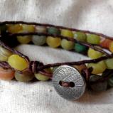 Mixed Greens Cracked Agate Wrap Bracelet