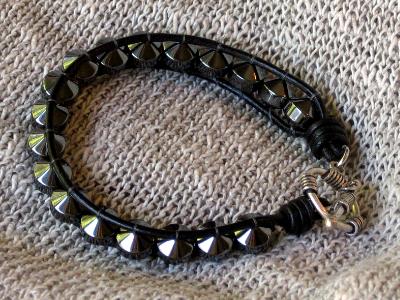 Hematite Leather Bracelet