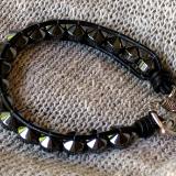 Hematite Leather Bracelet