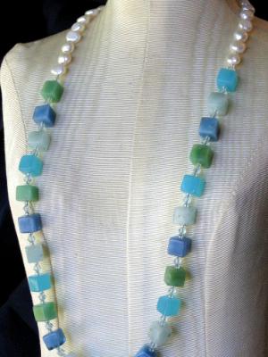 Candy Jade and Pearl Necklace