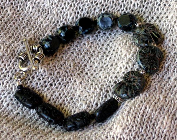 Black Lava and Glass Bracelet