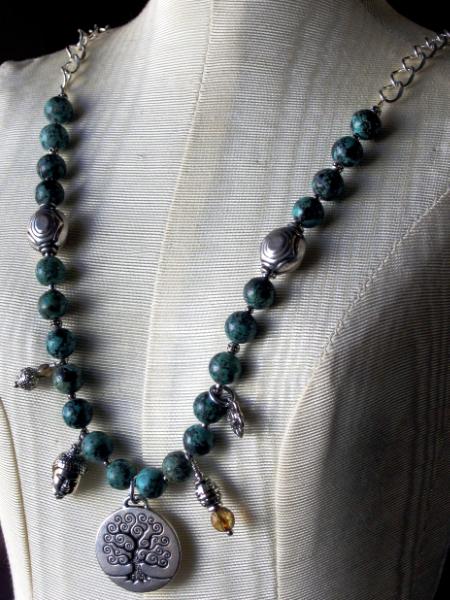 African Turquoise Charm Necklace
