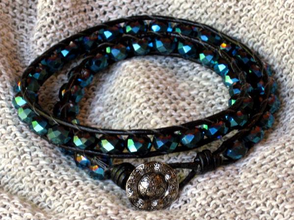 Electric Blue Crystal Wrap Bracelet