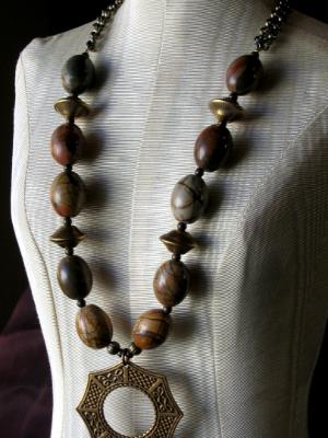 Awhee Picture Jasper and Brass Necklace Awhee Picture Jasper and Brass Necklace
