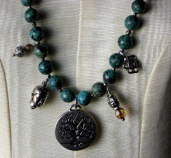 African Turquoise Charm Necklace
