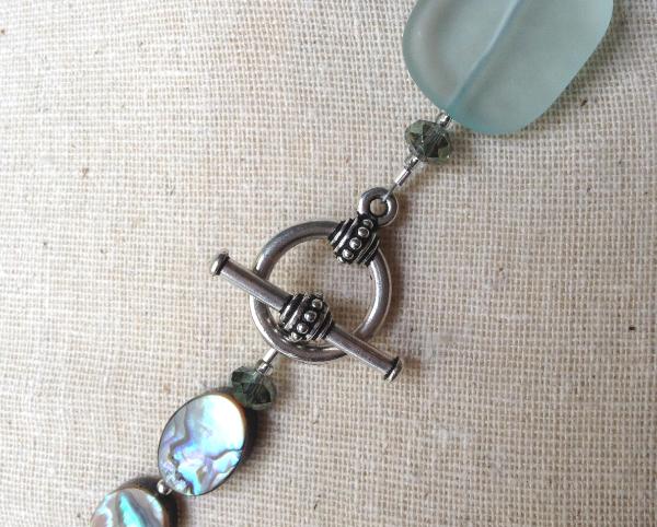 Silver Fish and Sea Glass Necklace