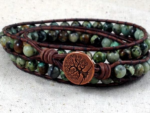 African Turquoise and Copper Wrap Bracelet