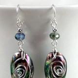 Wired Abalone and Crystal Earrings