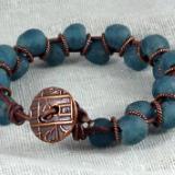 African Trade Glass and Leather Bracelet