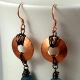 Copper Washer and African Trade Glass Earrings