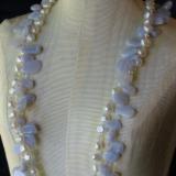 Two-Strand Blue Lace Agate and Pearl Necklace