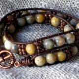 Crazy Lace Agate Copper Wrap Bracelet