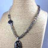 Smoky Quartz and Brioche Agate Asymmetrical Necklace