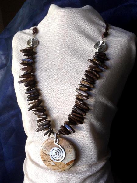 Bronzite Daggers and Leather Necklace