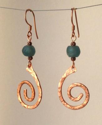 Copper Spiral Earrings