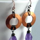 Copper Washer and Amethyst Earrings 