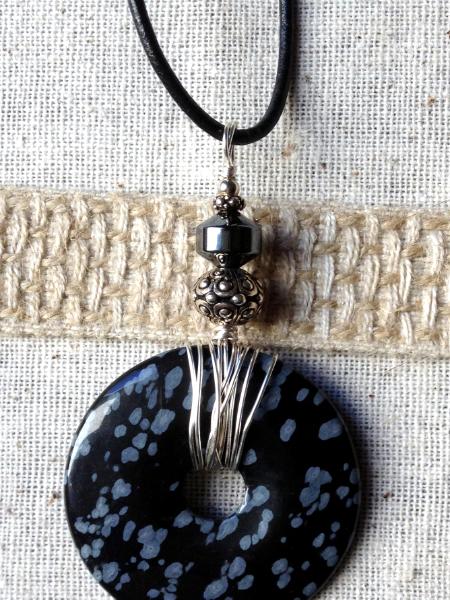 Snowflake Obsidian Silver Pendant