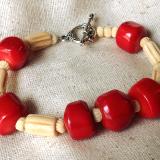 Coral and Bone Bracelet