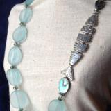 Silver Fish and Sea Glass Necklace