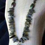 Labradorite and Pearl Necklace with Abalone Pendant