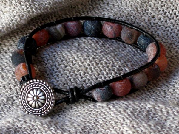 Cracked Agate Leather Bracelet