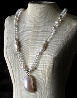 Winter White Pearl and Quartz Necklace