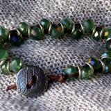 Green Crystal Leather Bracelet