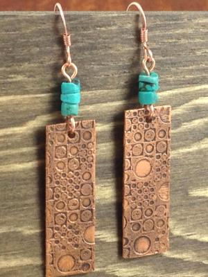 Funky Etched Copper Earrings 
