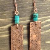 Funky Etched Copper Earrings 