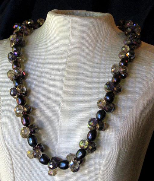 Purple Pearls Cluster Necklace