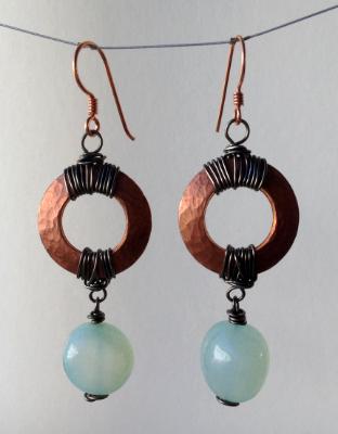 Copper and Chalcedony Earrings