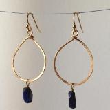 Hammered Gold and Lapis Earrings
