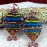 Peacock Wire Wrapped Earrings