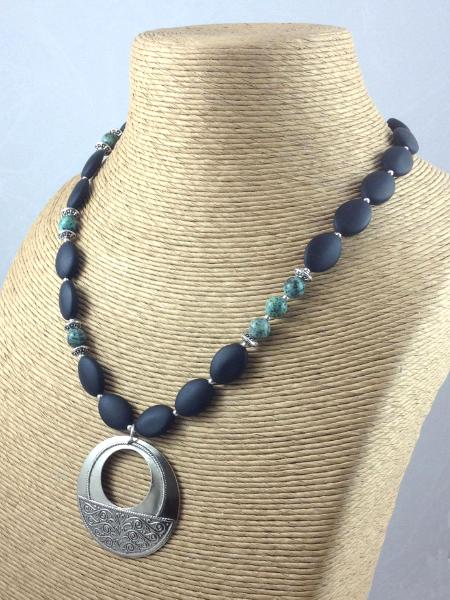 Classic Black, Turquoise and Silver Necklace