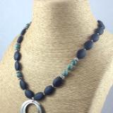 Classic Black, Turquoise and Silver Necklace