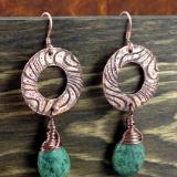 Etched Copper Ring Earrings