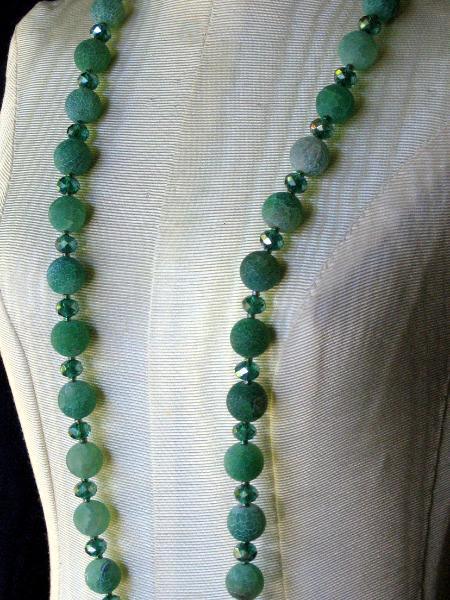 Frosted Green Cracked Agate Necklace