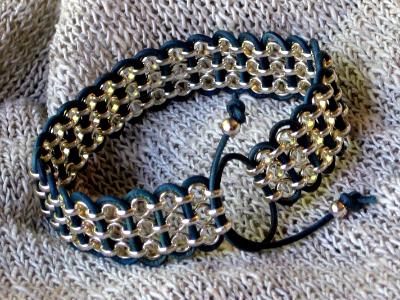 Woven Rollo Chain and Leather Bracelet