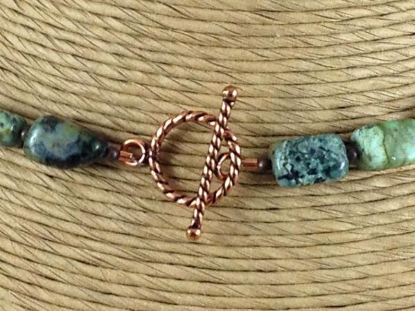 African Turquoise and Etched Copper Necklace